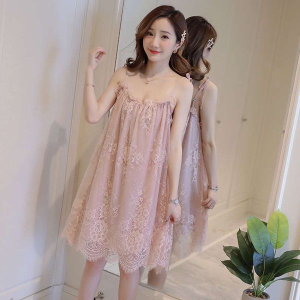 2019 maternity summer new lace strap dress princess wide truffle back nightdress, Black;gray
2019 maternity summer new lace strap dress princess wide truffle back nightdress, Black;gray