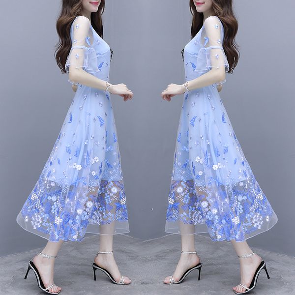 summer embroidery flowers gauze short trumpet sleeve tea-length a-line chiffon simple plus size blue cocktail dresses 9761 party, Black
summer embroidery flowers gauze short trumpet sleeve tea-length a-line chiffon simple plus size blue cocktail dresses 9761 party, Black