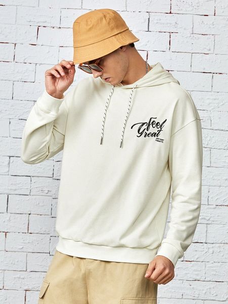 men slogan graphic drop shoulder drawstring hoodie p19p#, Black 
men slogan graphic drop shoulder drawstring hoodie p19p#, Black