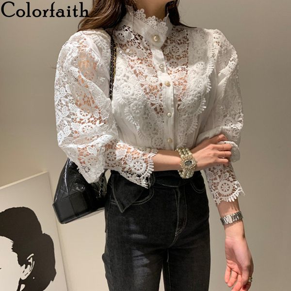 colorfaith new 2020 spring summer women's blouse patchwork lace single-breasted stand collar hollowing out casual shirts bl5029 q1216, White
colorfaith new 2020 spring summer women's blouse patchwork lace single-breasted stand collar hollowing out casual shirts bl5029 q1216, White