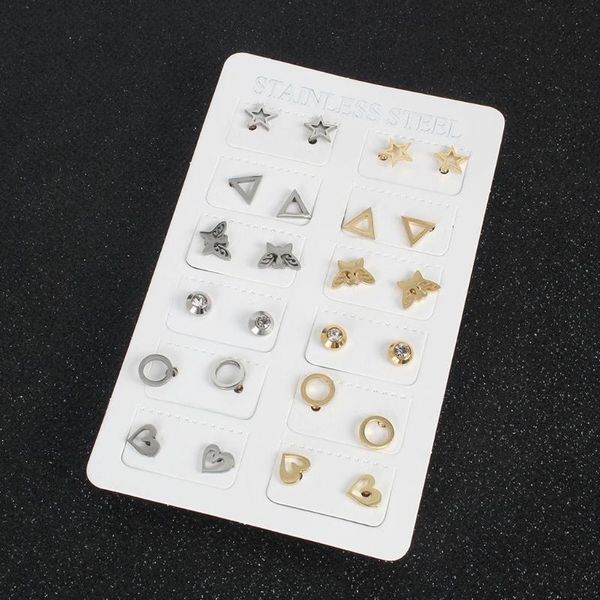 stud 12 pairs stainless steel heart star moon round butterfly earrings kit women x7ya, Golden;silver
stud 12 pairs stainless steel heart star moon round butterfly earrings kit women x7ya, Golden;silver