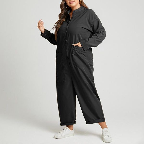 women's plus size pants women fashion solid romper female casual long playsuits pockets overall spring autumn wide leg jumpsuits, Black
women's plus size pants women fashion solid romper female casual long playsuits pockets overall spring autumn wide leg jumpsuits, Black