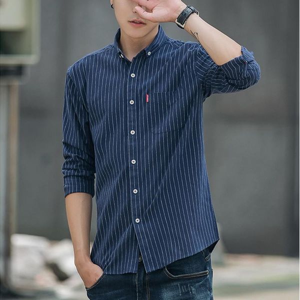 men's casual shirts 2021 striped shirt long sleeve lapel slim cardigan spring autumn, White;black
men's casual shirts 2021 striped shirt long sleeve lapel slim cardigan spring autumn, White;black
