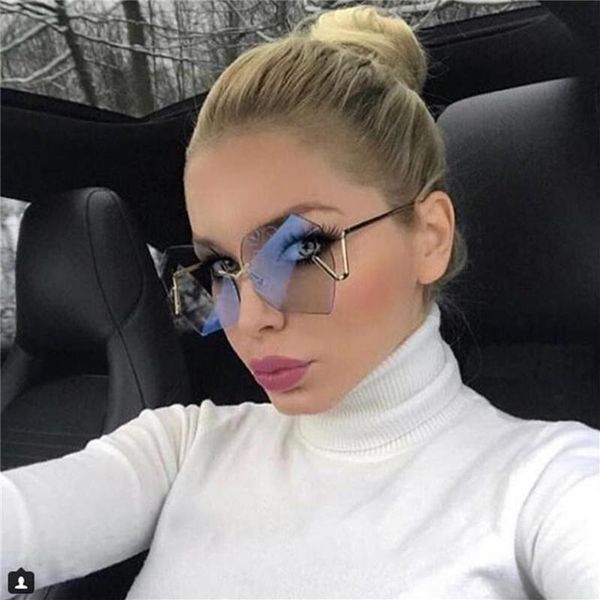 sunglasses 2021 fashion rimless gradient clear women luxury oversized celebrity blue lens sun glasses for men curved legs, White;black
sunglasses 2021 fashion rimless gradient clear women luxury oversized celebrity blue lens sun glasses for men curved legs, White;black