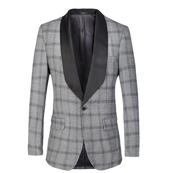 tuxedo jacket slim men big shawl lapel check blazers plaid wedding groom banquet party prom gray khaki single breasted 1 button, White;black
tuxedo jacket slim men big shawl lapel check blazers plaid wedding groom banquet party prom gray khaki single breasted 1 button, White;black
