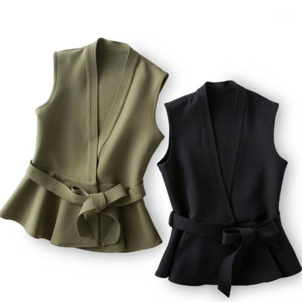 new spring and autumn women's jacket with belt ruffles vest waistcoat women casual coat1, Black;white
new spring and autumn women's jacket with belt ruffles vest waistcoat women casual coat1, Black;white