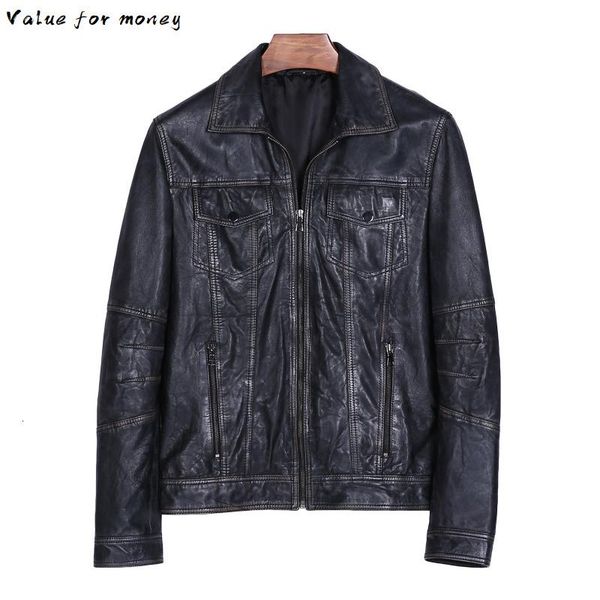genuine real leather jacket men sheepskin leather coat motorcycle jacket man vintage slim fit biker men jackets, Black
genuine real leather jacket men sheepskin leather coat motorcycle jacket man vintage slim fit biker men jackets, Black