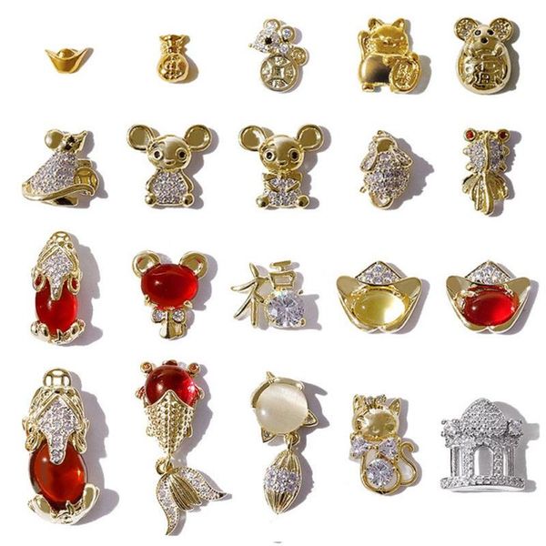 fortune cat mouse chinese character money shape gold-plated nail decoration for women nails art accessories, Silver;gold 
fortune cat mouse chinese character money shape gold-plated nail decoration for women nails art accessories, Silver;gold
