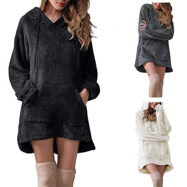 women's hoodies & sweatshirts winter womens fashion hooded dress warm solid long sleeve plush pocket coat color outerwear femme, Black
women's hoodies & sweatshirts winter womens fashion hooded dress warm solid long sleeve plush pocket coat color outerwear femme, Black