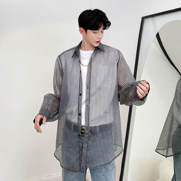 men's casual shirts men breathable translucent stripe long sleeve thin shirt male women streetwear hip hop sunscreen shirt1, White;black
men's casual shirts men breathable translucent stripe long sleeve thin shirt male women streetwear hip hop sunscreen shirt1, White;black