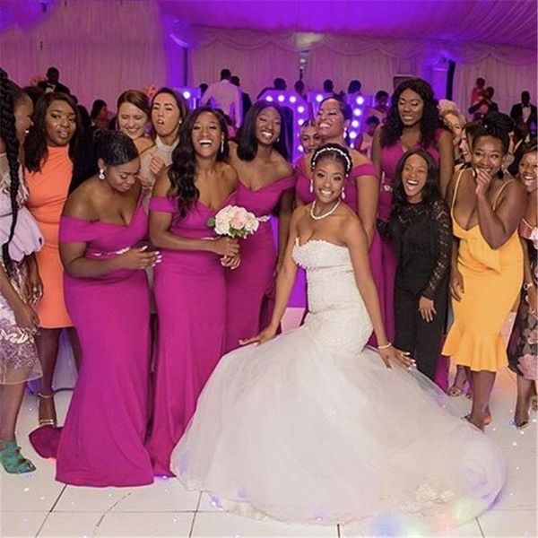 plus size fuchsia off the shoulder bridesmaid dresses mermaid satin maid of honor gowns satin crystals belt wedding guest dress p86, White;pink
plus size fuchsia off the shoulder bridesmaid dresses mermaid satin maid of honor gowns satin crystals belt wedding guest dress p86, White;pink