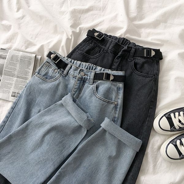 streetwear fashion high waist jeans women casual solid elastic waist loose long trousers female black gray straight cotton pants 201106, Blue
streetwear fashion high waist jeans women casual solid elastic waist loose long trousers female black gray straight cotton pants 201106, Blue
