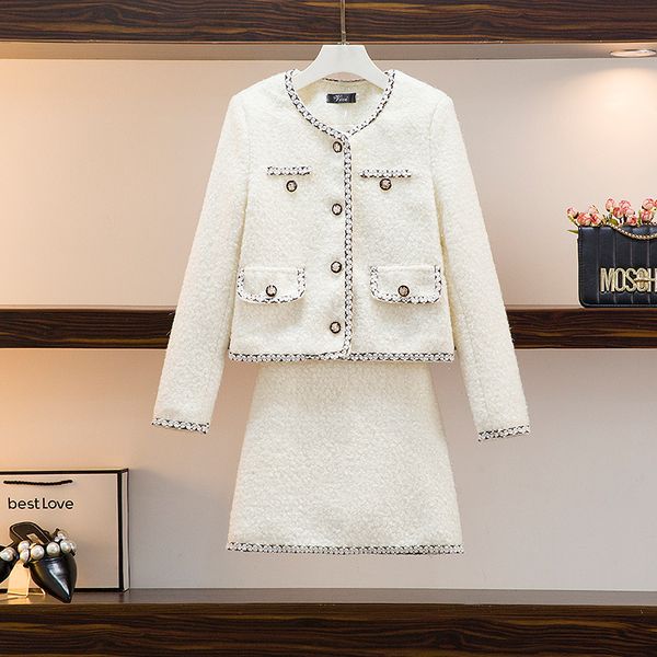 of winter women piece tweed fragrance jacket suits and skirt femme nhr9, White;black
of winter women piece tweed fragrance jacket suits and skirt femme nhr9, White;black