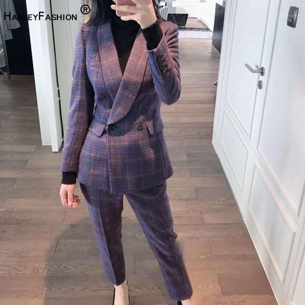 winter england style retro check fashion pant suits 2 piece set for women double blazer jacket & straight trouser female1, White
winter england style retro check fashion pant suits 2 piece set for women double blazer jacket & straight trouser female1, White
