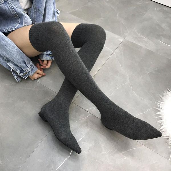 boots flat stretch fabrics women's over the knee pointed toe 2 colors knitting thread sondr spring winter woman shoes1, Black
boots flat stretch fabrics women's over the knee pointed toe 2 colors knitting thread sondr spring winter woman shoes1, Black