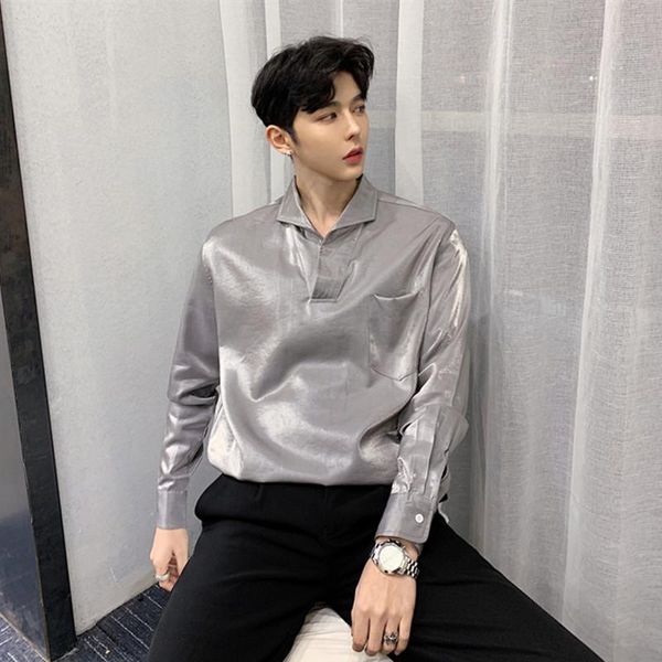 spring men's long sleeve pullover shirt black gray thin loose shirts bright silk satin pullover shirt tide male fashion, White;black
spring men's long sleeve pullover shirt black gray thin loose shirts bright silk satin pullover shirt tide male fashion, White;black