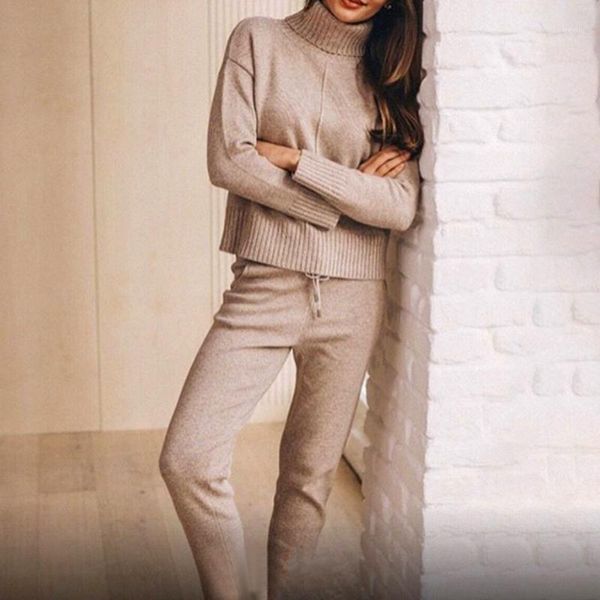 women tracksuit autumn sweater two piece knitted sets female turtleneck sweater and lace up sweatpants suit casual streetwear1, White;black
women tracksuit autumn sweater two piece knitted sets female turtleneck sweater and lace up sweatpants suit casual streetwear1, White;black