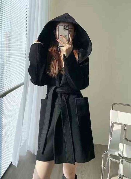 max 2022 new trendy brand mara women's coat water wave pattern medium long closed waist wide version double-sided tweed cashmere wool h, Black
max 2022 new trendy brand mara women's coat water wave pattern medium long closed waist wide version double-sided tweed cashmere wool h, Black