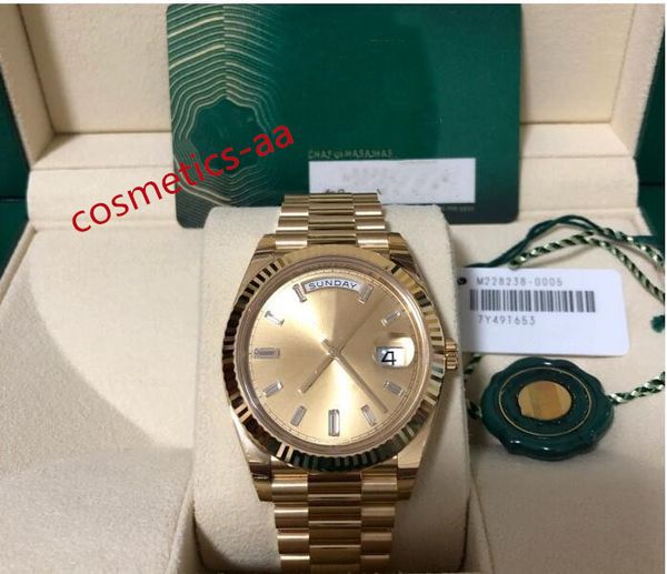 b/p make mens watches with box 40mm yellow gold watche with factory black diamond baguettes dial 2813 movement watch 228238 mint, Slivery;brown
b/p make mens watches with box 40mm yellow gold watche with factory black diamond baguettes dial 2813 movement watch 228238 mint, Slivery;brown