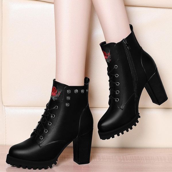 boots embroider women platform chunky heeled bootie shoes leathe ankle round toe lace-up thick heels ladies shoes1, Black
boots embroider women platform chunky heeled bootie shoes leathe ankle round toe lace-up thick heels ladies shoes1, Black