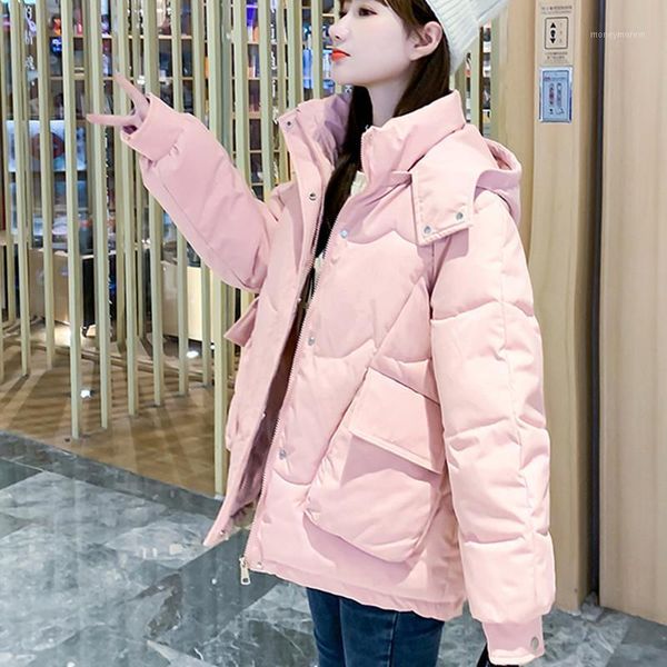 women's down & parkas 2021 winter women cotton clothes jacket korean fashion short loose hooded all-match bread service tooling jackets, Black
women's down & parkas 2021 winter women cotton clothes jacket korean fashion short loose hooded all-match bread service tooling jackets, Black