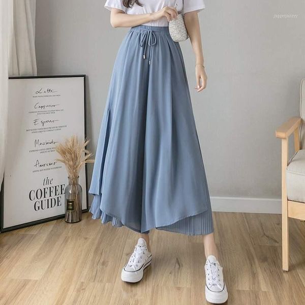 new pants women girl solid color pleated wide leg female summer high waist chiffon long students korean fashion casual pants1, Black;white
new pants women girl solid color pleated wide leg female summer high waist chiffon long students korean fashion casual pants1, Black;white