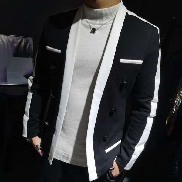 men's suits & blazers korean style striped slim-fit nightclub suit coat para hombre four seasons autumn fashion casual blazer homme, White;black
men's suits & blazers korean style striped slim-fit nightclub suit coat para hombre four seasons autumn fashion casual blazer homme, White;black