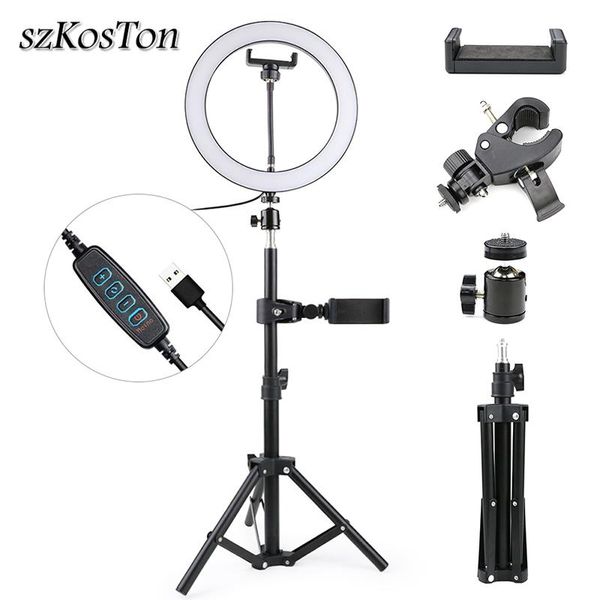 10'' Led Selfie Ring Light Dimmable 3 Colors Pgraphy Lighting With Tripod Stand For Smartphone Youtube Tiktok Makeup Video