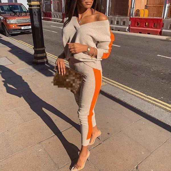 knitted two piece set autumn winter v neck long sleeve and long pants women set casual warm sweater 2 piece set women outfit t200810, White
knitted two piece set autumn winter v neck long sleeve and long pants women set casual warm sweater 2 piece set women outfit t200810, White