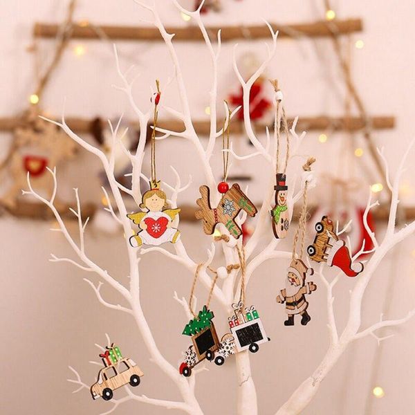 christmas tree ornament pendant gift xmas hanging decorations wooden 12pcs set