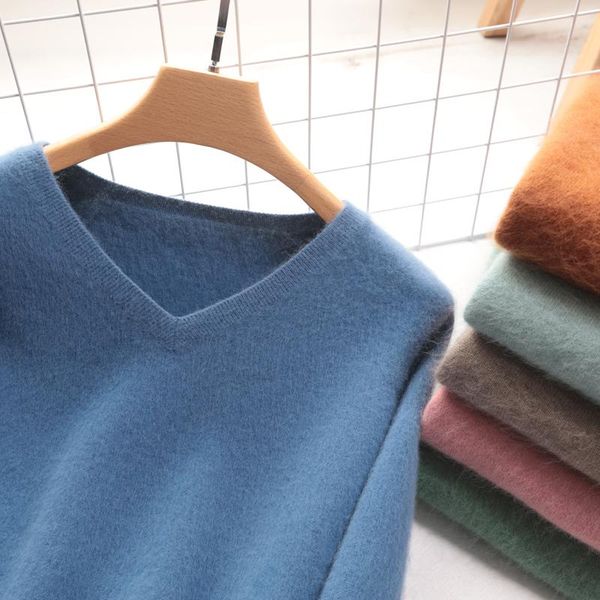 ladies sweater v-neck mink cashmere pullover female winter warm fashion long sleeve short wool thick women sweaters, White;black
ladies sweater v-neck mink cashmere pullover female winter warm fashion long sleeve short wool thick women sweaters, White;black