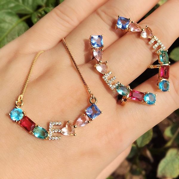 multicolor clear crystal gold color letter stud earrings pendant necklaces jewelry sets for women cz ear cuff wedding bridal set, Silver
multicolor clear crystal gold color letter stud earrings pendant necklaces jewelry sets for women cz ear cuff wedding bridal set, Silver