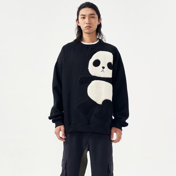 men's sweaters streetwear panda graphic crewneck pullover sweatshirt men, White;black
men's sweaters streetwear panda graphic crewneck pullover sweatshirt men, White;black