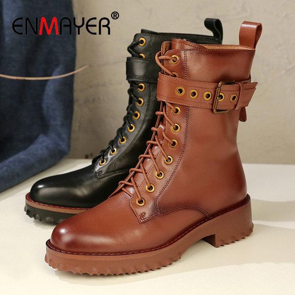 boots enmayer 2021 winter women lace-up motorcycle platform genuine leather fashion round toe shoes 34-42, Black
boots enmayer 2021 winter women lace-up motorcycle platform genuine leather fashion round toe shoes 34-42, Black