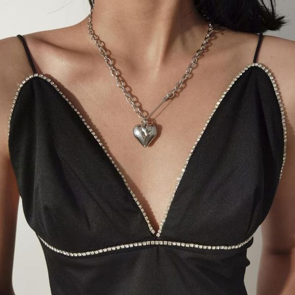 vintage punk thick chains pin heart pendant necklace for women exaggerated geometric clavicle necklace pendant jewelry kolye, Silver
vintage punk thick chains pin heart pendant necklace for women exaggerated geometric clavicle necklace pendant jewelry kolye, Silver