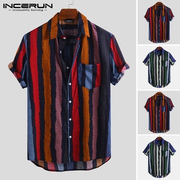 incerun men shirt striped button loose pockets retro short sleeve vintage blouse stylish casual brand shirts men 2020 streetwear y200409, White;black
incerun men shirt striped button loose pockets retro short sleeve vintage blouse stylish casual brand shirts men 2020 streetwear y200409, White;black