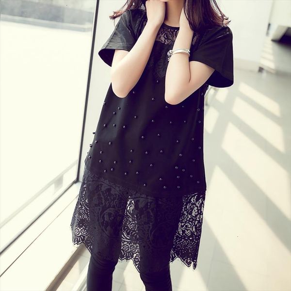 women summer dress round neck lace stitching dress plus size casual loose short sleeve hollow out vestidos designer clothes, Black;gray
women summer dress round neck lace stitching dress plus size casual loose short sleeve hollow out vestidos designer clothes, Black;gray