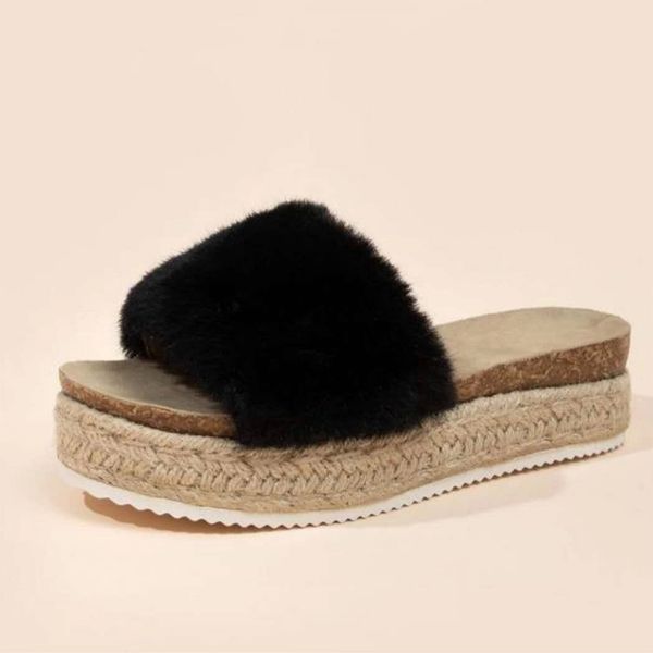 women summer slipers female short furry plush slides ladies platform hemp bottom women's outdoor new fashion shoes #ez4d, Black
women summer slipers female short furry plush slides ladies platform hemp bottom women's outdoor new fashion shoes #ez4d, Black