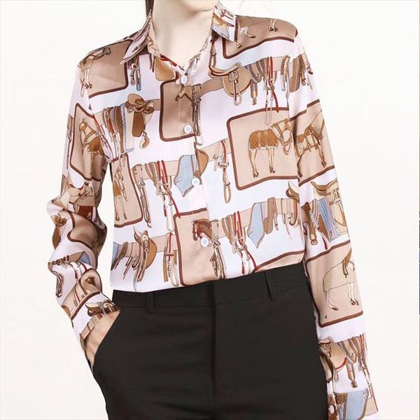 2021 retro chic cartoon horse print shirt women loose casual lapel shirts loose single breasted long sleeve blouse, White
2021 retro chic cartoon horse print shirt women loose casual lapel shirts loose single breasted long sleeve blouse, White