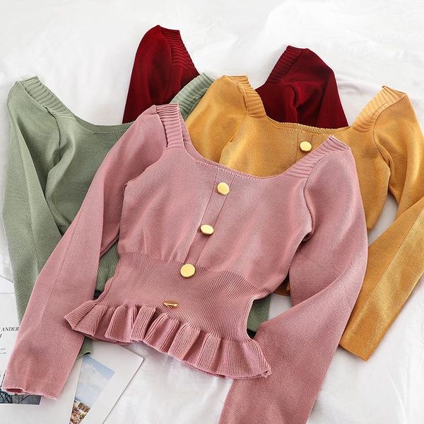 little fresh student early autumn 2020 new product candy color waist ruffled sweater all-match age reducing top, White;black
little fresh student early autumn 2020 new product candy color waist ruffled sweater all-match age reducing top, White;black