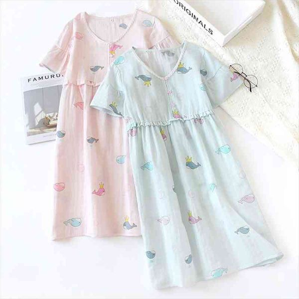 Summer Gauze Nightgown Little Whale Sexy Sleepwear Cartoon Sleeping Dress 100% Cotton Lovely Girl Comfortable Home Skirt, Black;red
Summer Gauze Nightgown Little Whale Sexy Sleepwear Cartoon Sleeping Dress 100% Cotton Lovely Girl Comfortable Home Skirt, Black;red