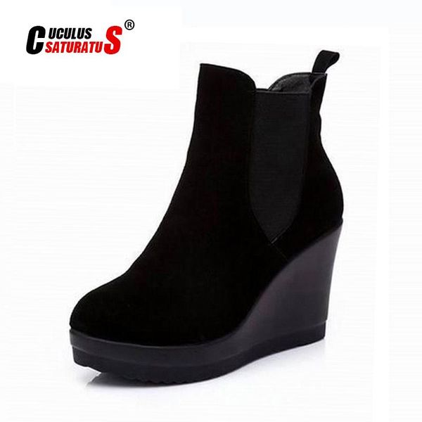 cuculus genuine leather ankle heel boots antumn/winter style ankle boots for women wedges boot women's shoes 1947, Black
cuculus genuine leather ankle heel boots antumn/winter style ankle boots for women wedges boot women's shoes 1947, Black