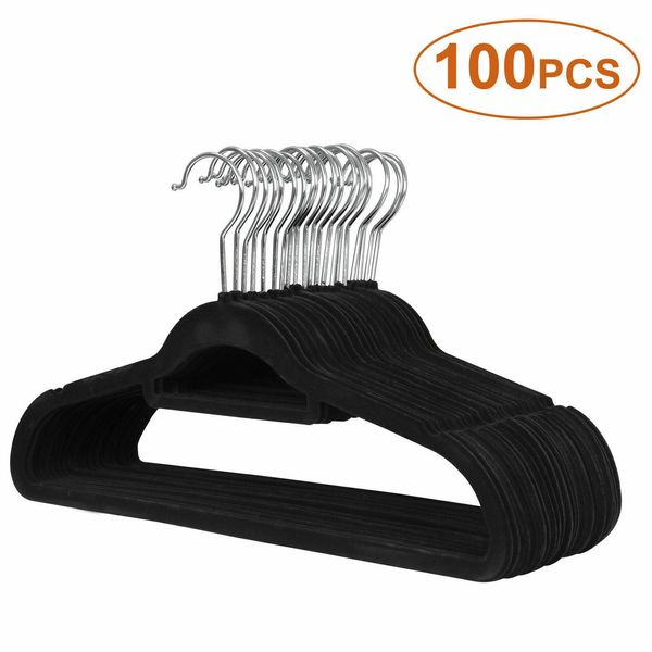 100x non slip flocked coat clothes hangers velvet trouser hanging space saving