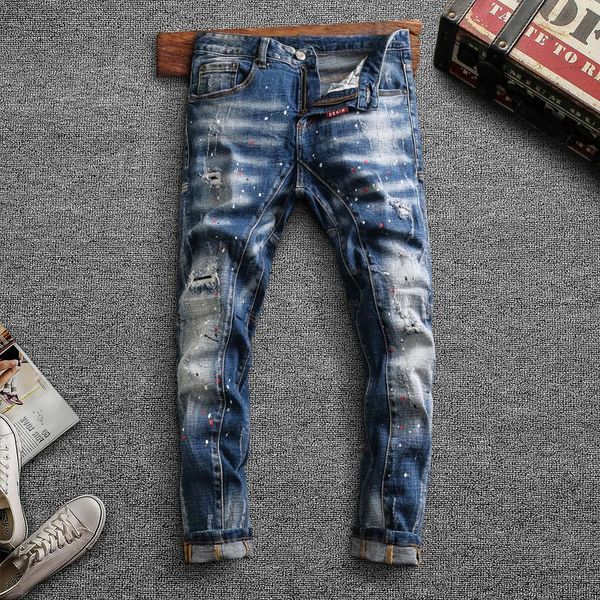 american streetwear fashion men jeans retro blue elastic slim fit ripped cotton denim pants painted designer hip hop trousers
american streetwear fashion men jeans retro blue elastic slim fit ripped cotton denim pants painted designer hip hop trousers