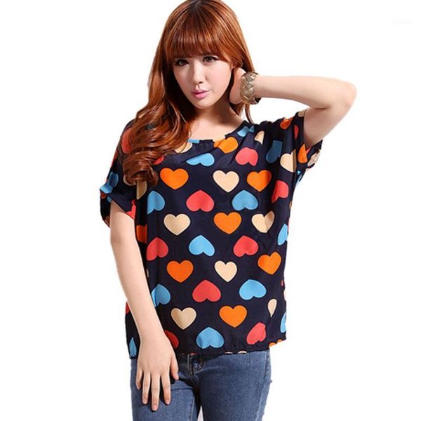 women chiffon t shirts loose short sleeve ladies t-shirts striped heart lip large size women's clothing1, White
women chiffon t shirts loose short sleeve ladies t-shirts striped heart lip large size women's clothing1, White