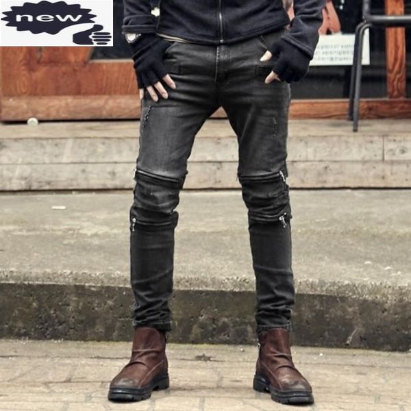 men's jeans 2021 spring vintage zipper men slim stretch high street pockets casual pencil pants fashion biker denim trousers, Blue
men's jeans 2021 spring vintage zipper men slim stretch high street pockets casual pencil pants fashion biker denim trousers, Blue