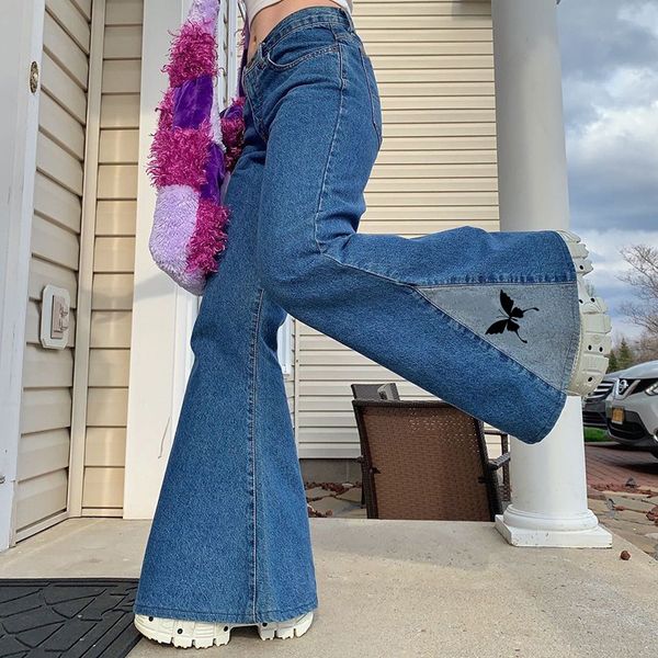y2k fashion patchwork butterfly print flare jeans e-girl aesthetics high waist baggy pants retro outfits 90s streetwear y1214, Blue
y2k fashion patchwork butterfly print flare jeans e-girl aesthetics high waist baggy pants retro outfits 90s streetwear y1214, Blue