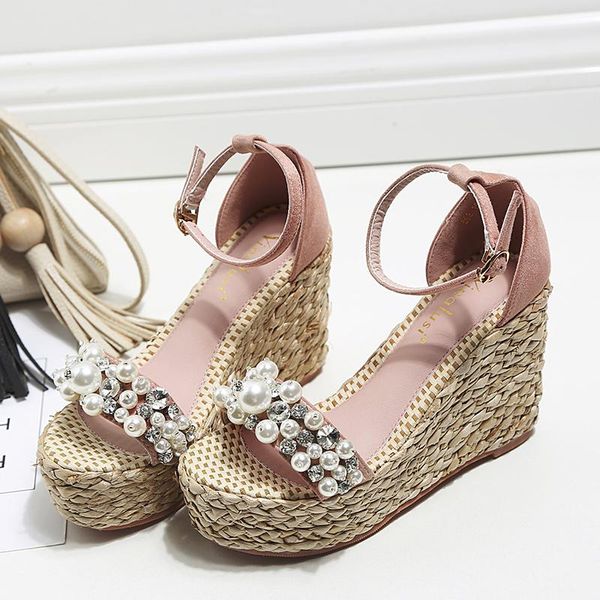 sandals summer bandage pearl handmade rhinestone wedge heels platform thick-bottomed toe high-heeled, Black
sandals summer bandage pearl handmade rhinestone wedge heels platform thick-bottomed toe high-heeled, Black