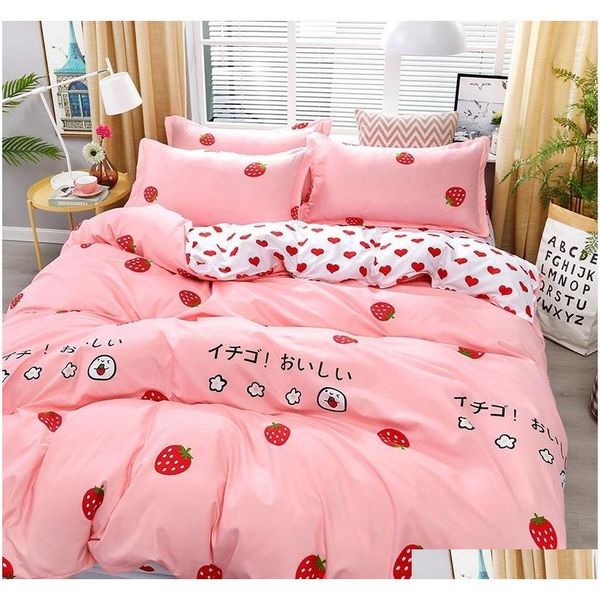 4pcs pink strawberry kawaii bedding set luxury size bed sheets children quilt soft comforter cotton bedding sets for girl oci29
4pcs pink strawberry kawaii bedding set luxury size bed sheets children quilt soft comforter cotton bedding sets for girl oci29