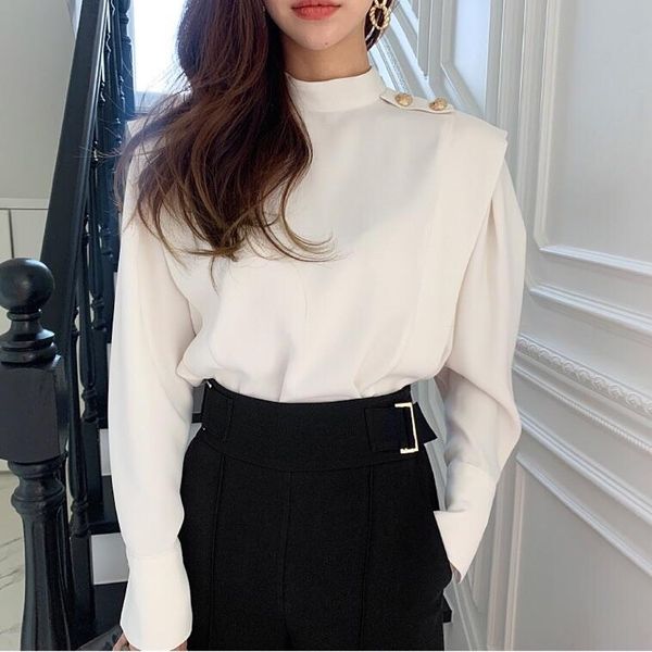 women's blouses & shirts chic temperament joker half turtleneck render qiu dong long sleeve, White
women's blouses & shirts chic temperament joker half turtleneck render qiu dong long sleeve, White